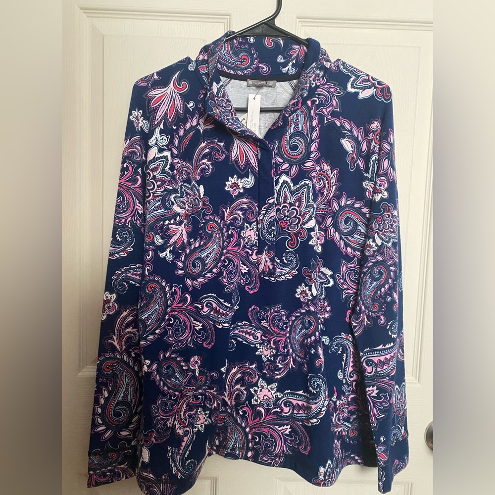 Talbots UPF 50+ half snap terry long sleeve